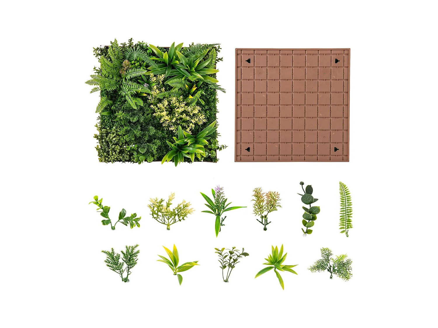 Haie artificiel 2 pcs décorations murales 50 x 50 cm, 11 types de plantes artificielles