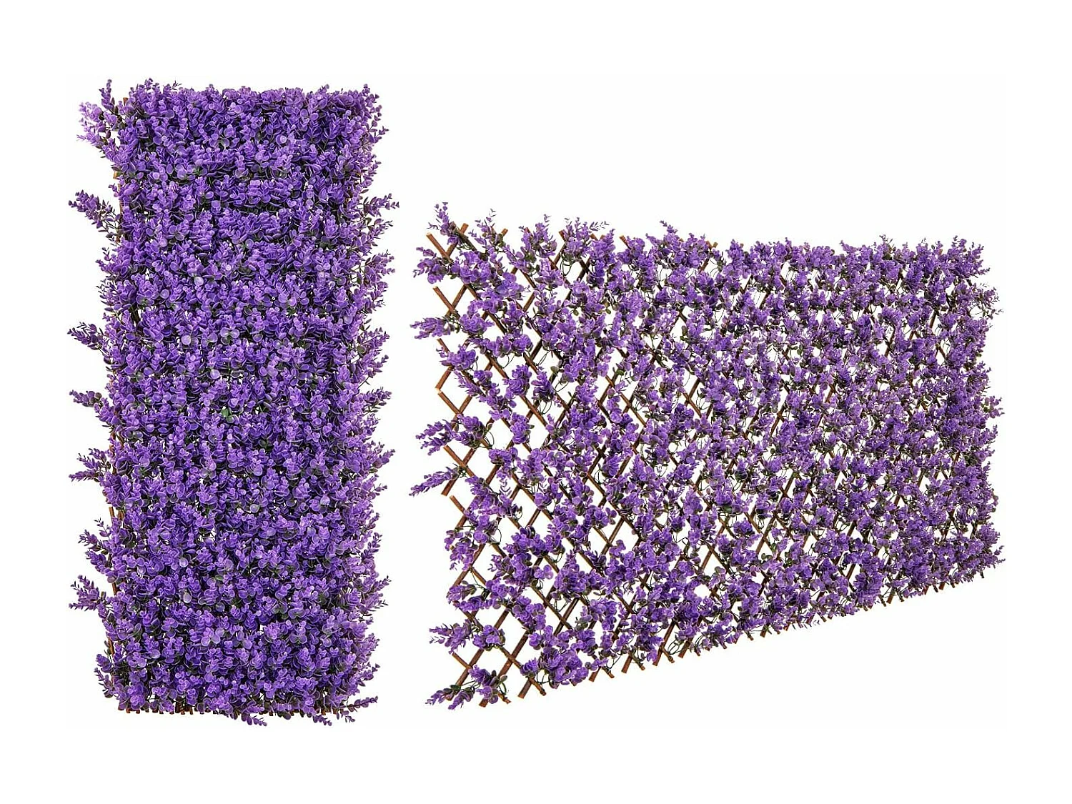 Haie artificielle brise-vue décoration extensible, cadre en saule (eucalyptus violet)