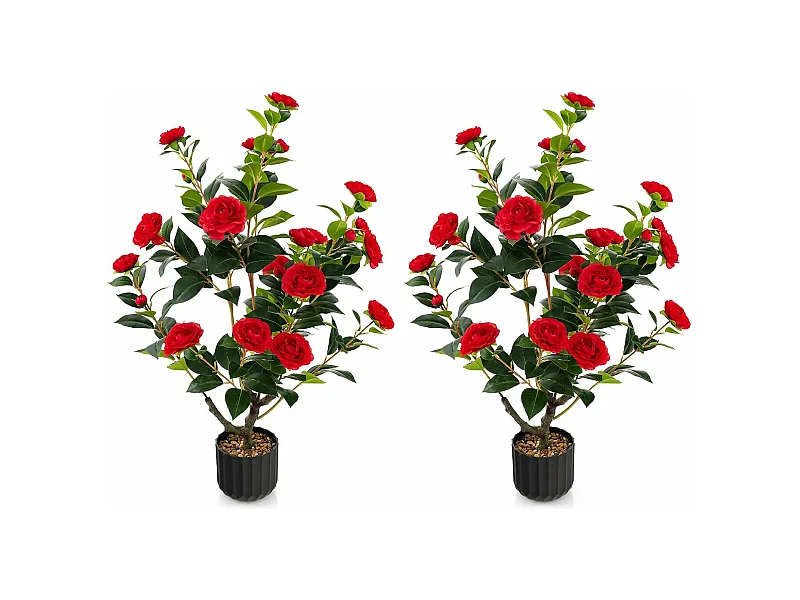 Plante artificielle à fausses fleurs de 95 cm,décoration de magasin bureau maison (rouge)