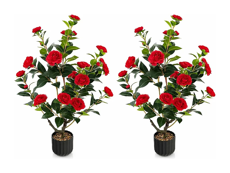 Plante artificielle à fausses fleurs de 95 cm,décoration de magasin bureau maison (rouge)