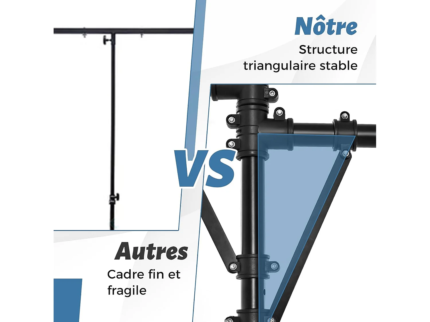 Support d'éclairage led avec hauteur réglable 186 à 351 cm charge 45kg