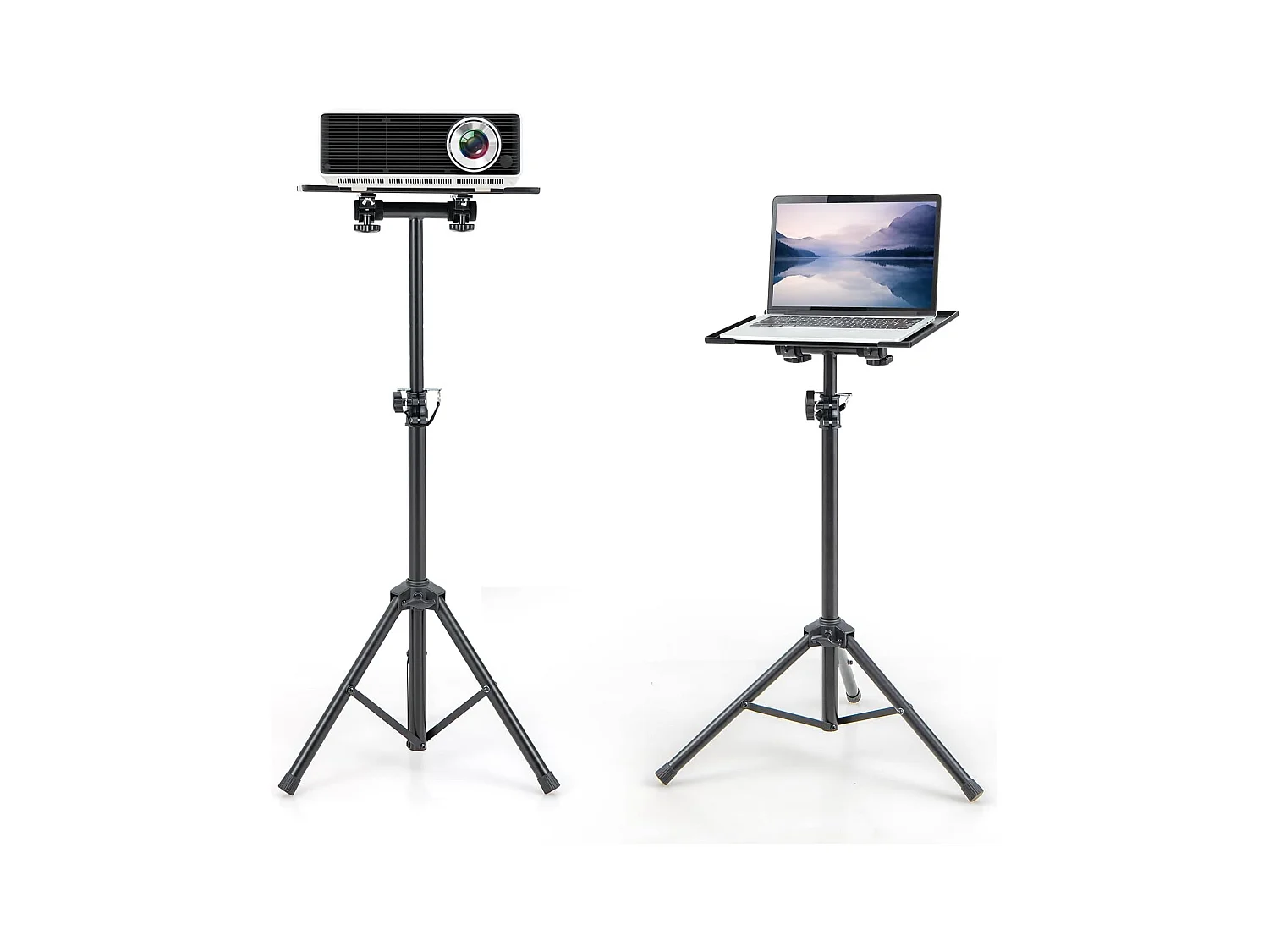Trépied pour projecteur à hauteur réglable 70-118,5cm, Support Videoprojecteur avec Plateau Inclinable