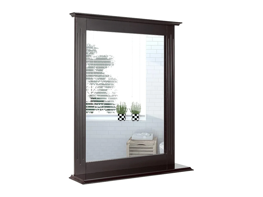 Miroir mural salle de bain avec tablette de rangement, 57 x 12 x 68cm (marron)