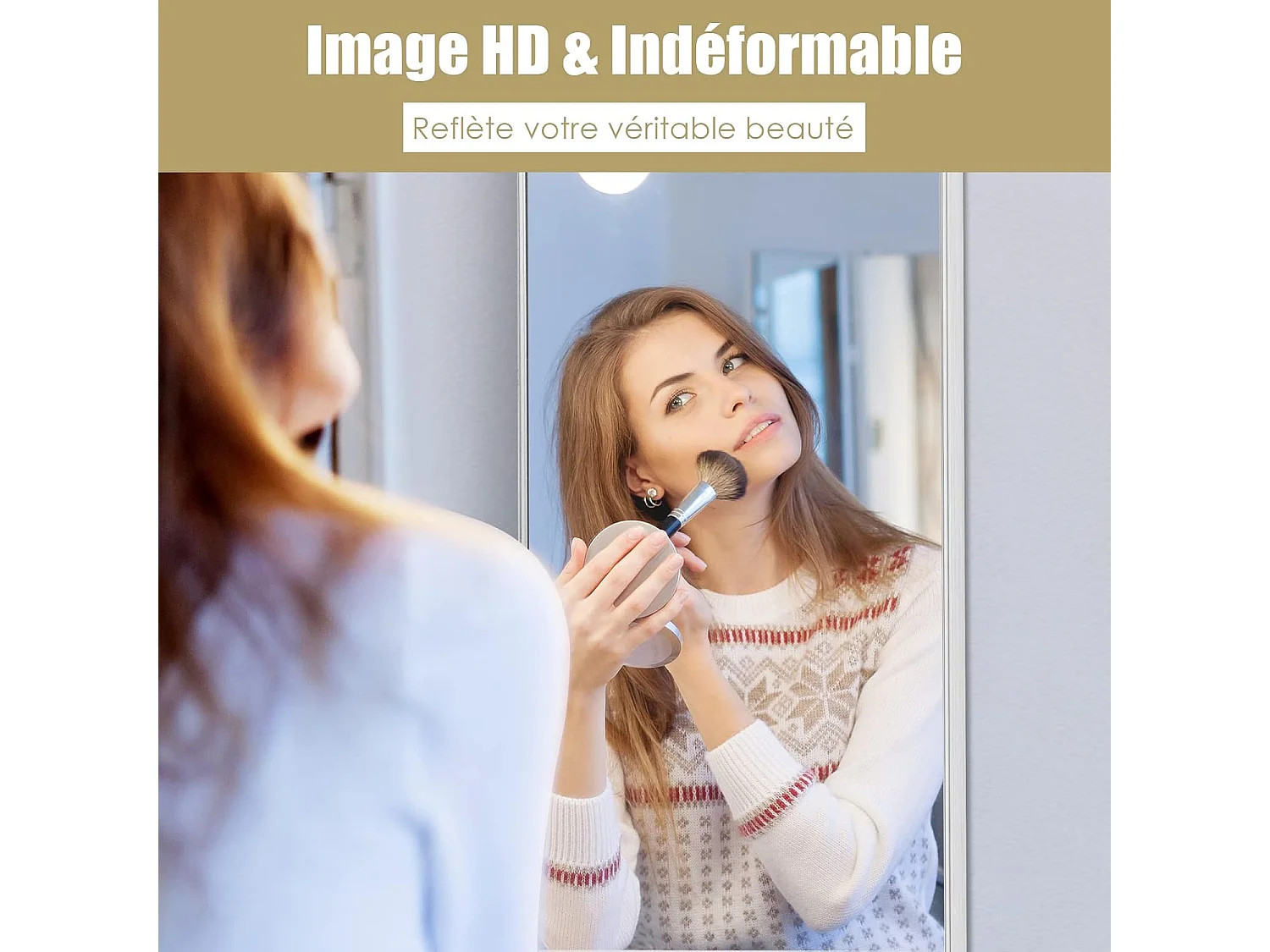 Miroir mural-miroir à suspendre sur porte, 120 x 37 cm,cadre en alliage d'aluminium,argent