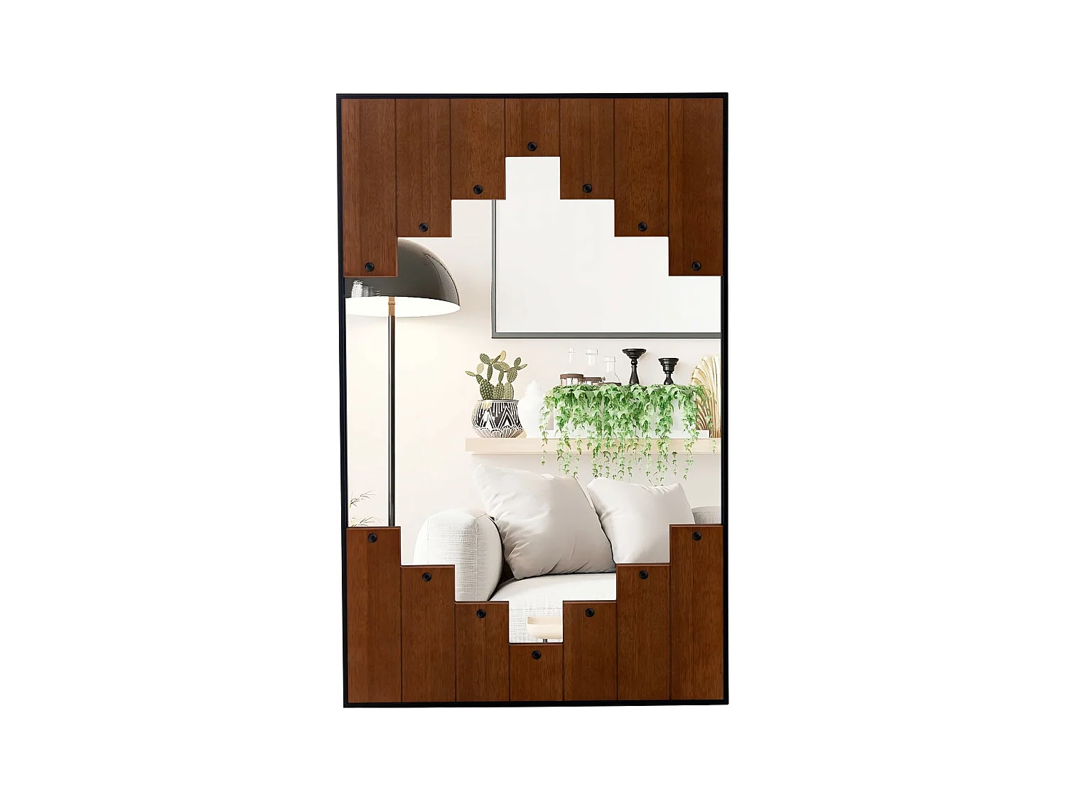 Miroir mural rustique 60 x 95 cm, miroir décoratif en forme de touches de piano, naturel