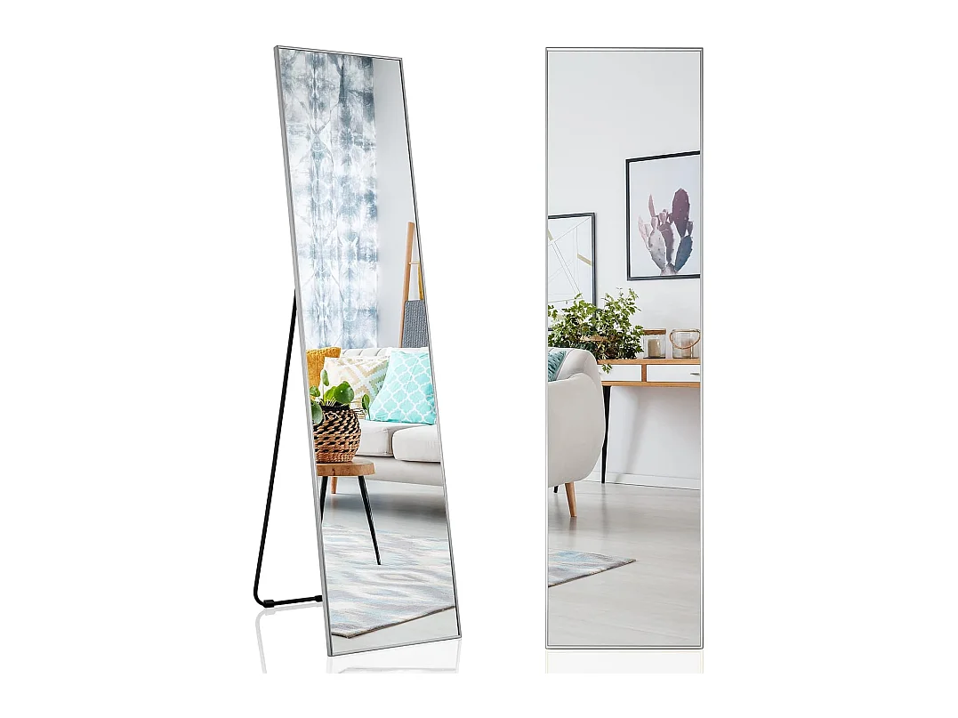 Miroir sur pied rectangulaire-miroir mural, 40 x 60 cm,angle d'inclinaison réglable,argent