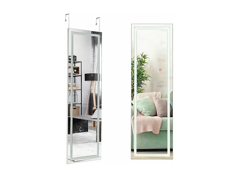 Miroir pleine longueur led, grand miroir led pour porte 120 cm x 37 cm, blanc