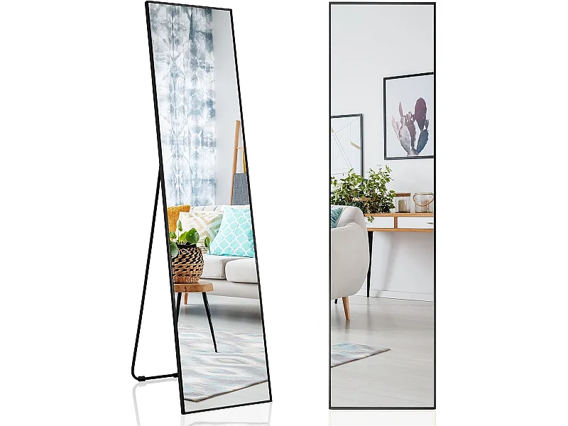 Miroir sur pied rectangulaire-miroir mural, 40 x 60 cm, angle d'inclinaison réglable, noir