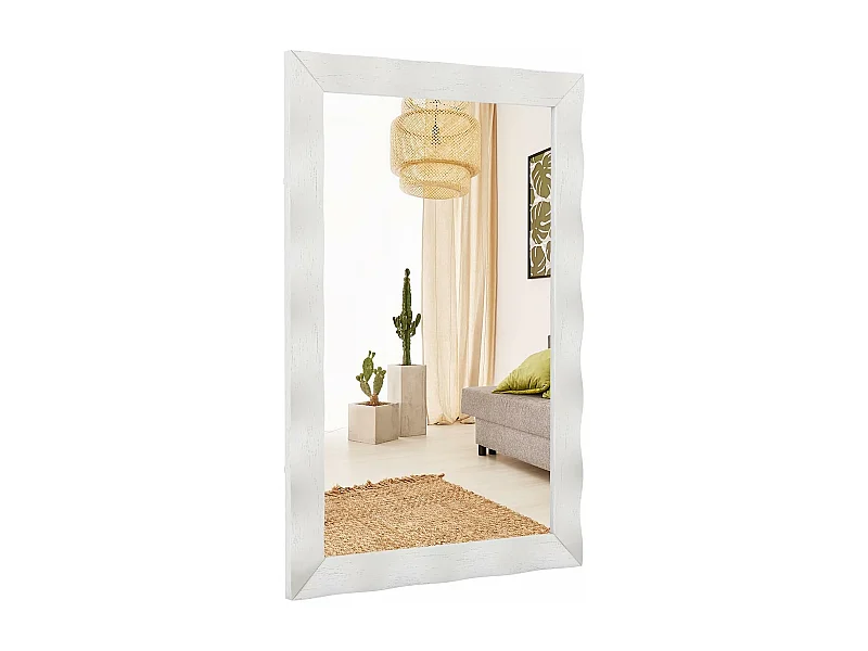 Miroir mural rectangulaire 106 × 71.5 cm, suspension verticale & horizontale (blanc)