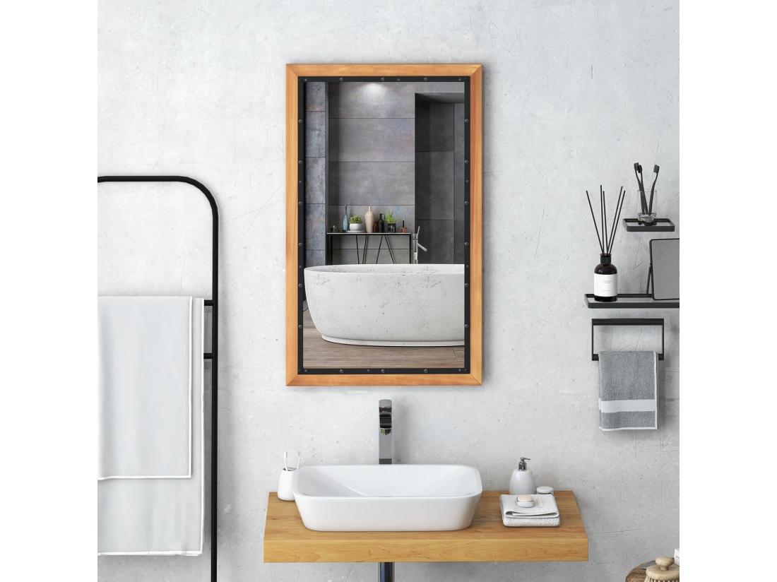 vente unique Miroir mural rustique avec cadre en bois de sapin 50 x 90 cm (style 1)