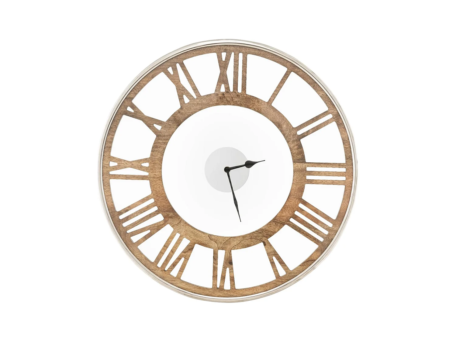 Horloge murale silencieuse de 51 cm, horloge ronde pour chambre bureau salon, bois naturel