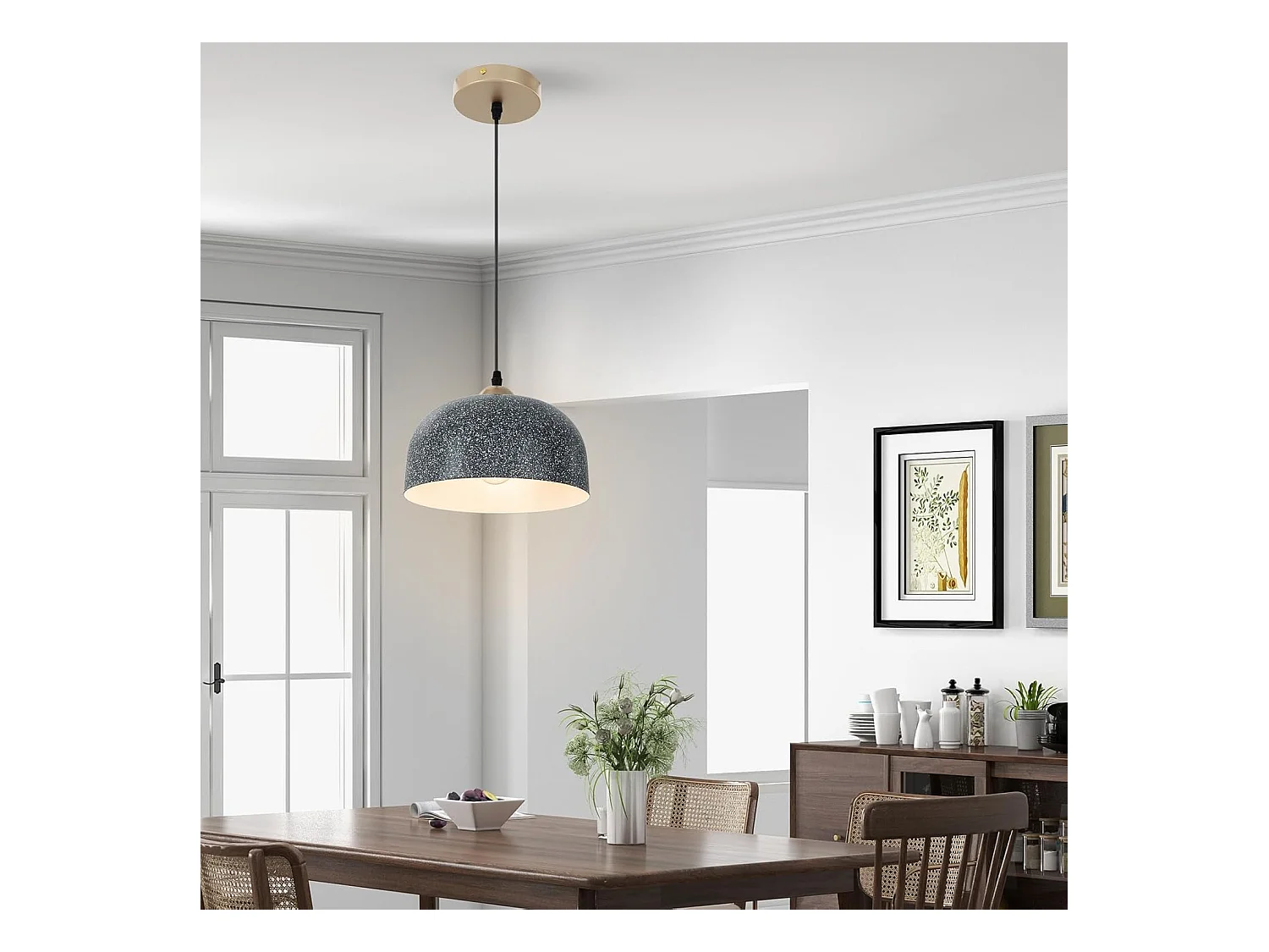 Lustre suspension moderne, plafonnier suspendu avec culot d'ampoule e27, gris foncé