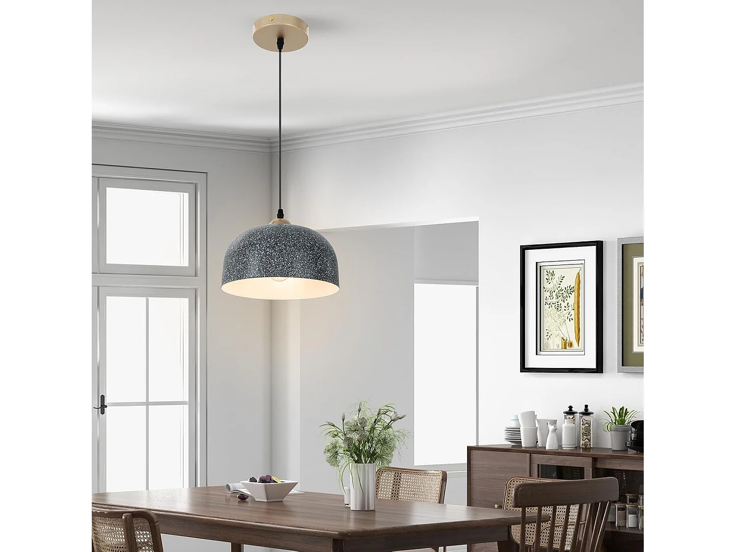 Lustre suspension moderne, plafonnier suspendu avec culot d'ampoule e27, gris foncé