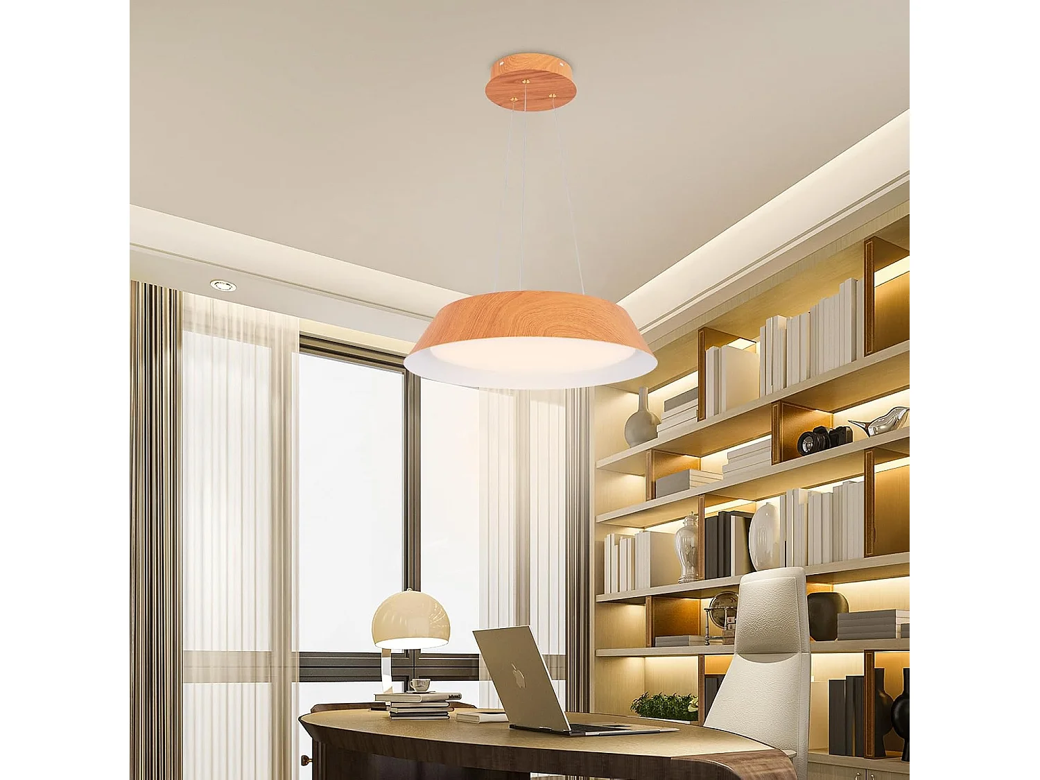 Lustre suspension moderne, luminaire led à lumière chaude 3000 k, ø 40 cm, naturel