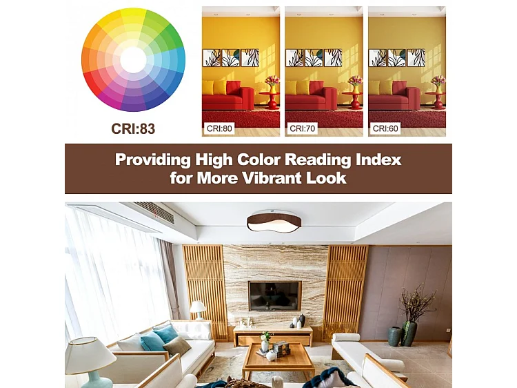 Plafonnier led 24w, éclairage de plafond 3000k à lumière chaude, ø41,5cm, marron