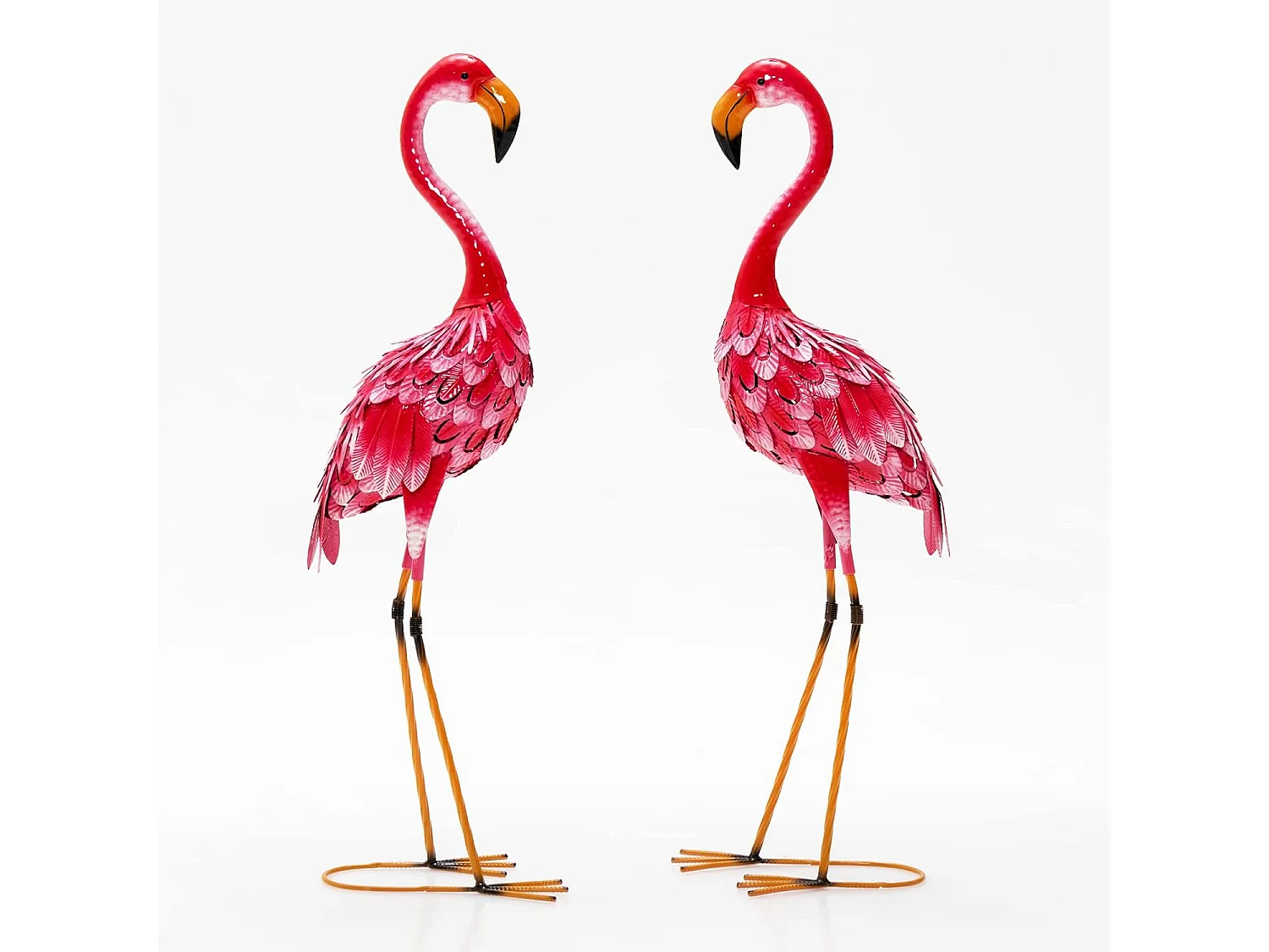 Statue de flamant rose lot de 2, cadre en métal imperméable plumes de couleur dégradée