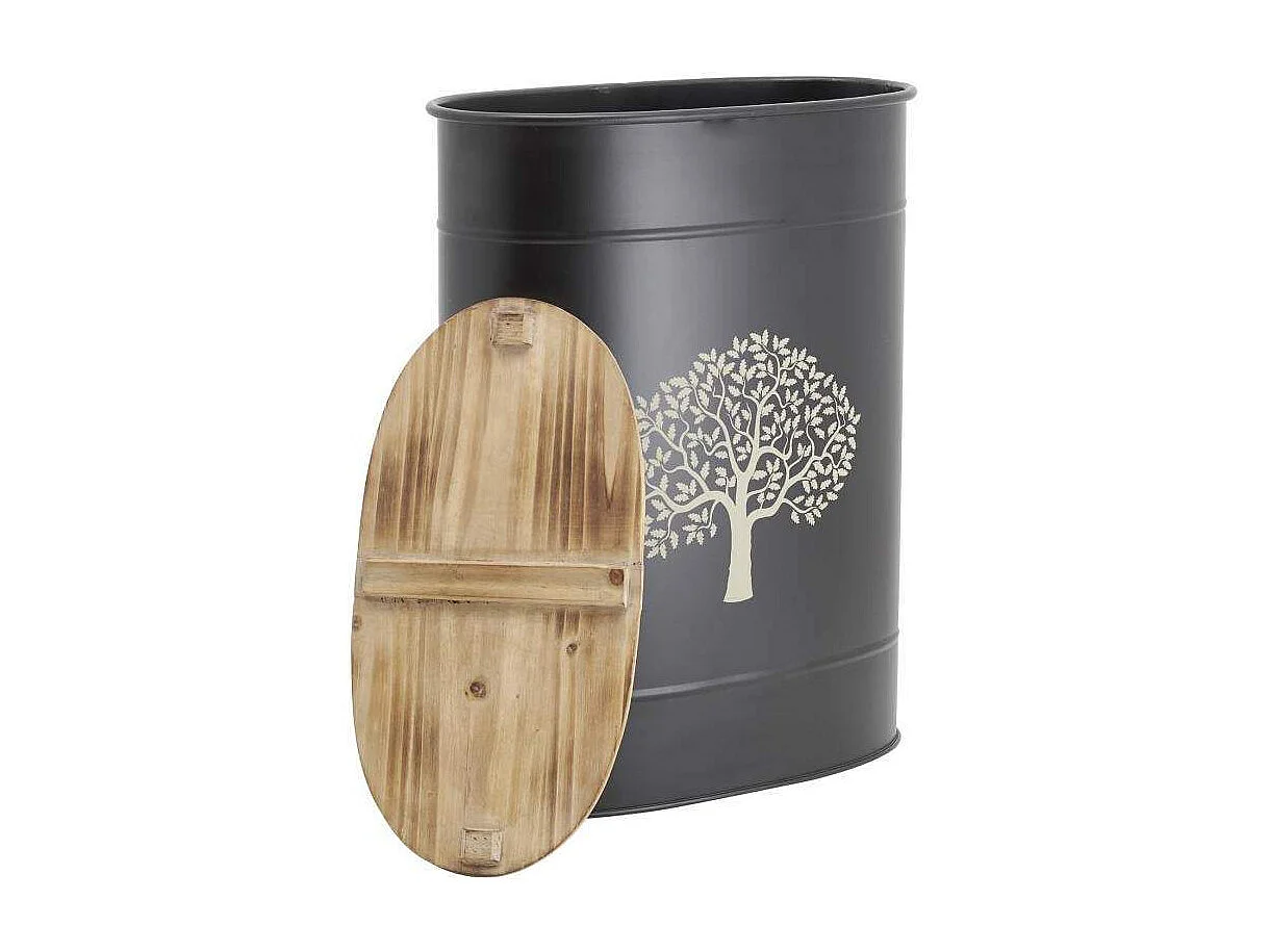 Tabouret et seau à pellets avec pelle Arbre Métal noir Arbre