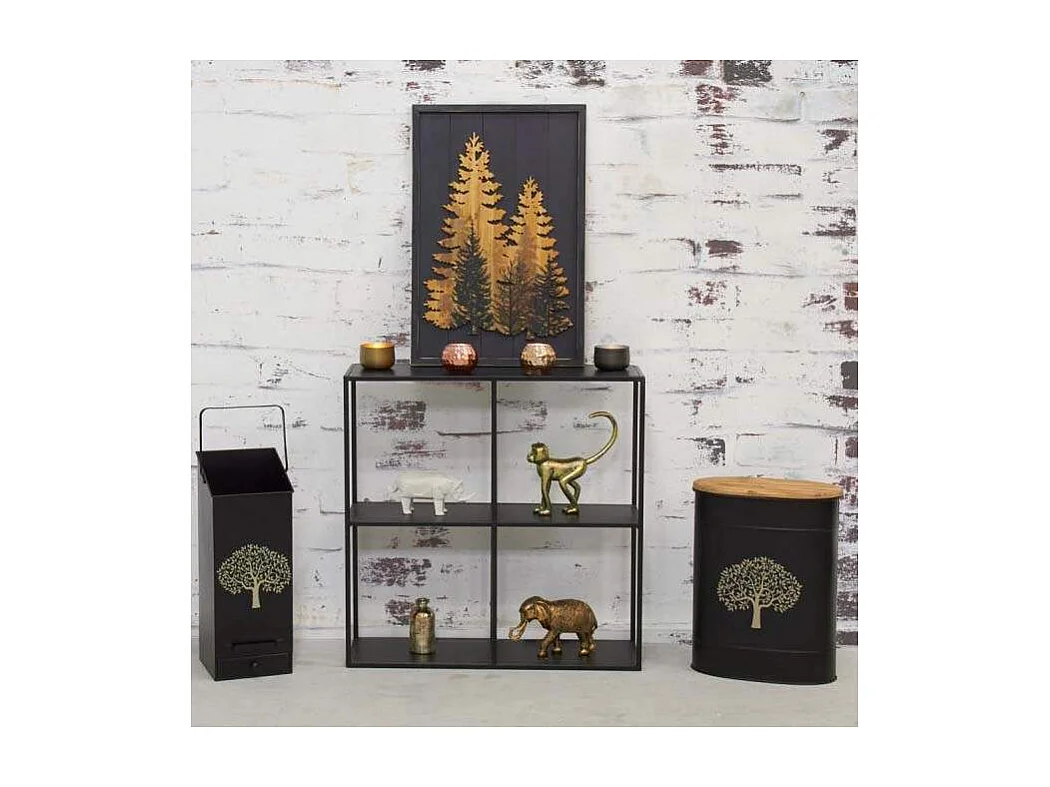 Tabouret et seau à pellets avec pelle Arbre Métal noir Arbre