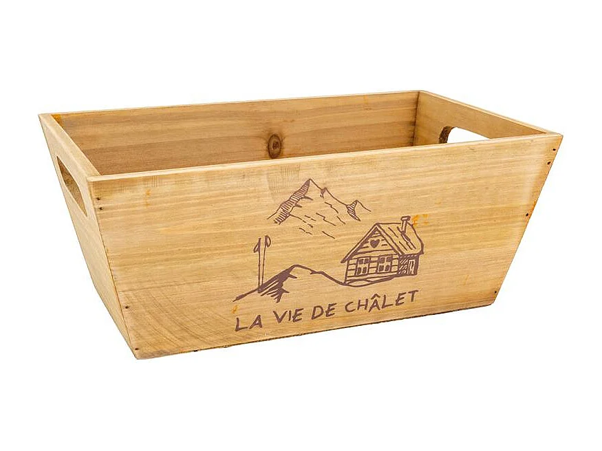 Corbeille en bois rectangulaire "La vie de chalet"