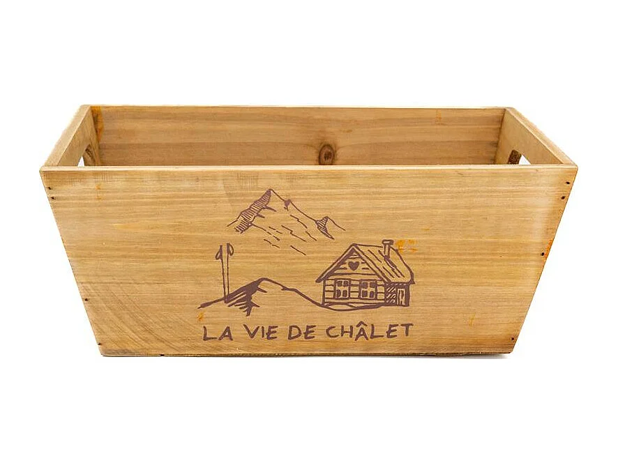 Corbeille en bois rectangulaire "La vie de chalet"