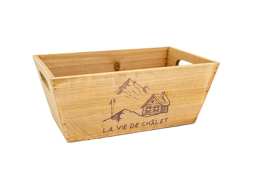 Corbeille en bois rectangulaire "La vie de chalet"