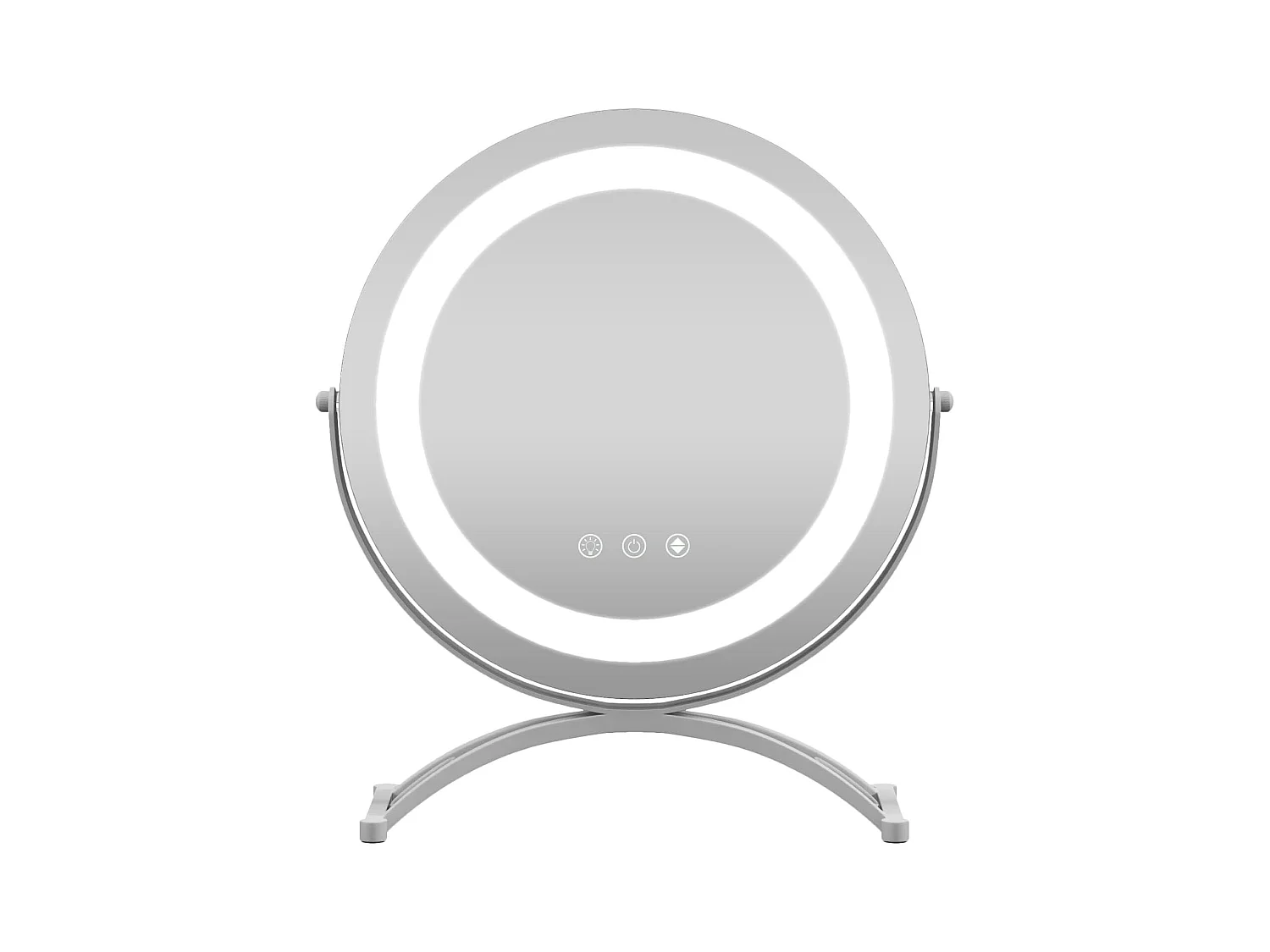 Miroir sur pied maquillage dia.30 cm, 3 éclairages, rotation à 360°, fonction mémoire