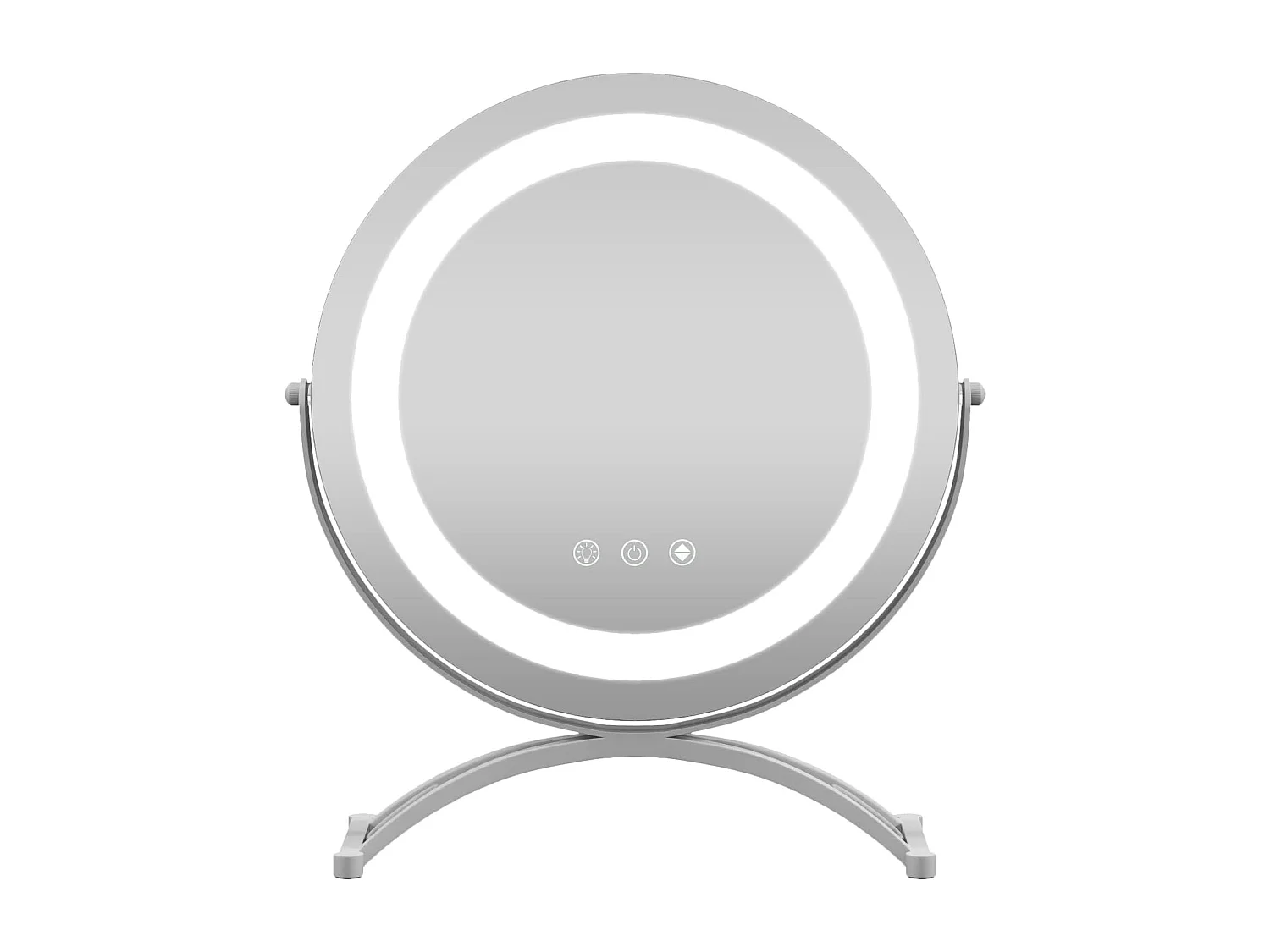 Miroir sur pied maquillage dia.30 cm, 3 éclairages, rotation à 360°, fonction mémoire