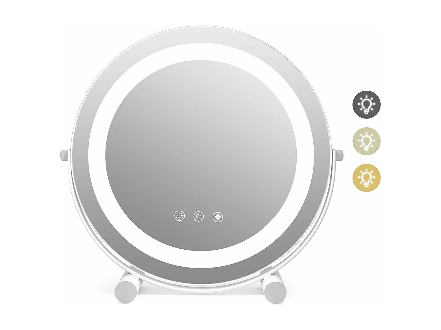 Miroir sur pied maquillage 30 cm, 3 éclairages&couleurs, fonction mémoire