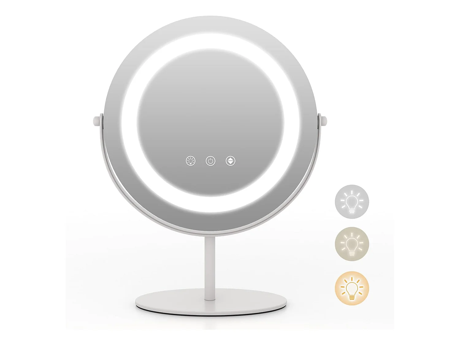 Miroir sur pied maquillage, miroir lumineux maquillage ronde dia.25 cm, 3 éclairages