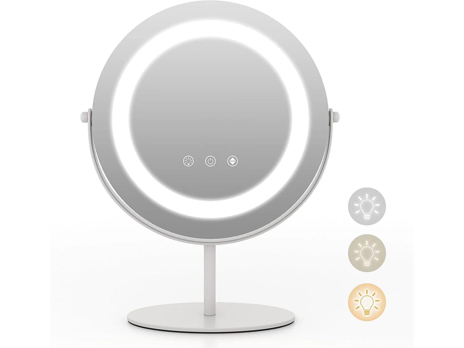 Miroir sur pied maquillage, miroir lumineux maquillage ronde dia.25 cm, 3 éclairages