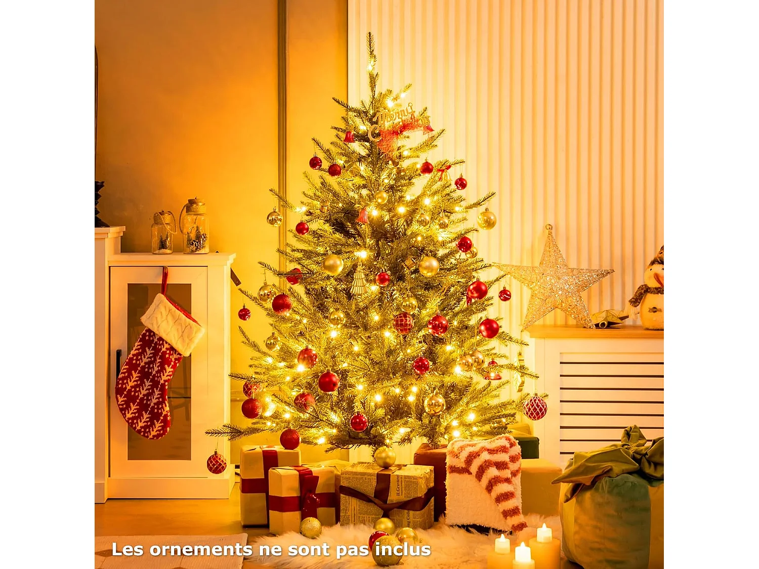 Arbre de noël lumineux, sapin de noël lumineux led avec 8 modes d'éclairage (137cm)