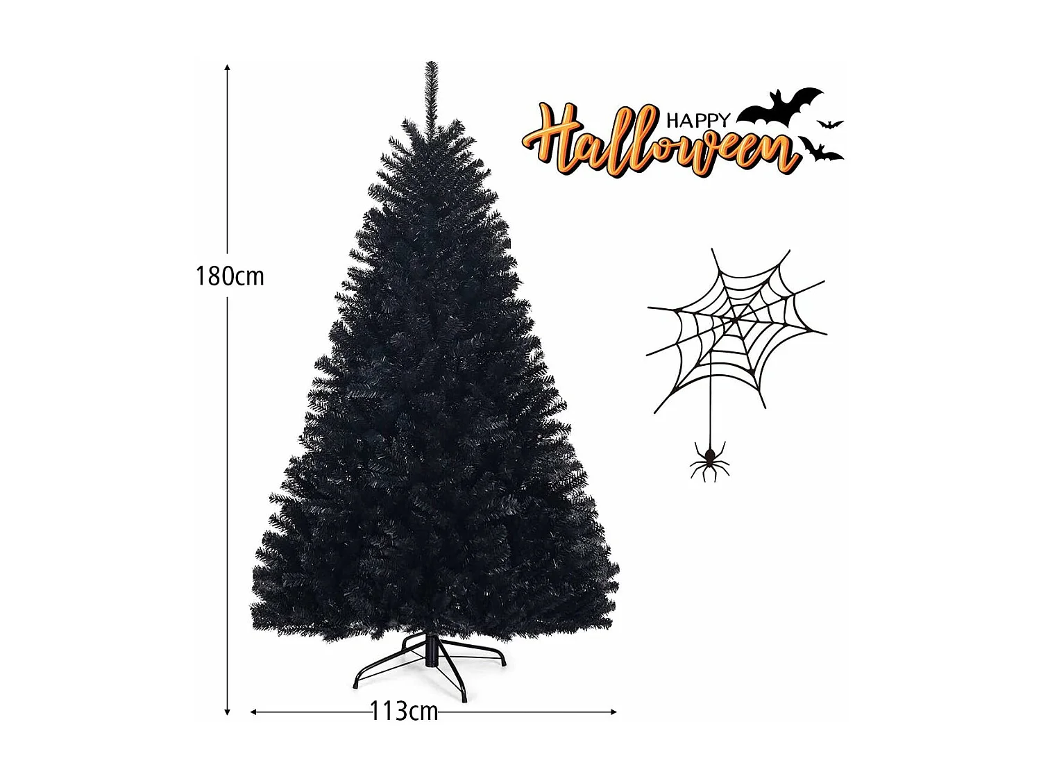 Sapin de noël artificiel 180cm avec 1036 branches aiguilles en pvc avec support