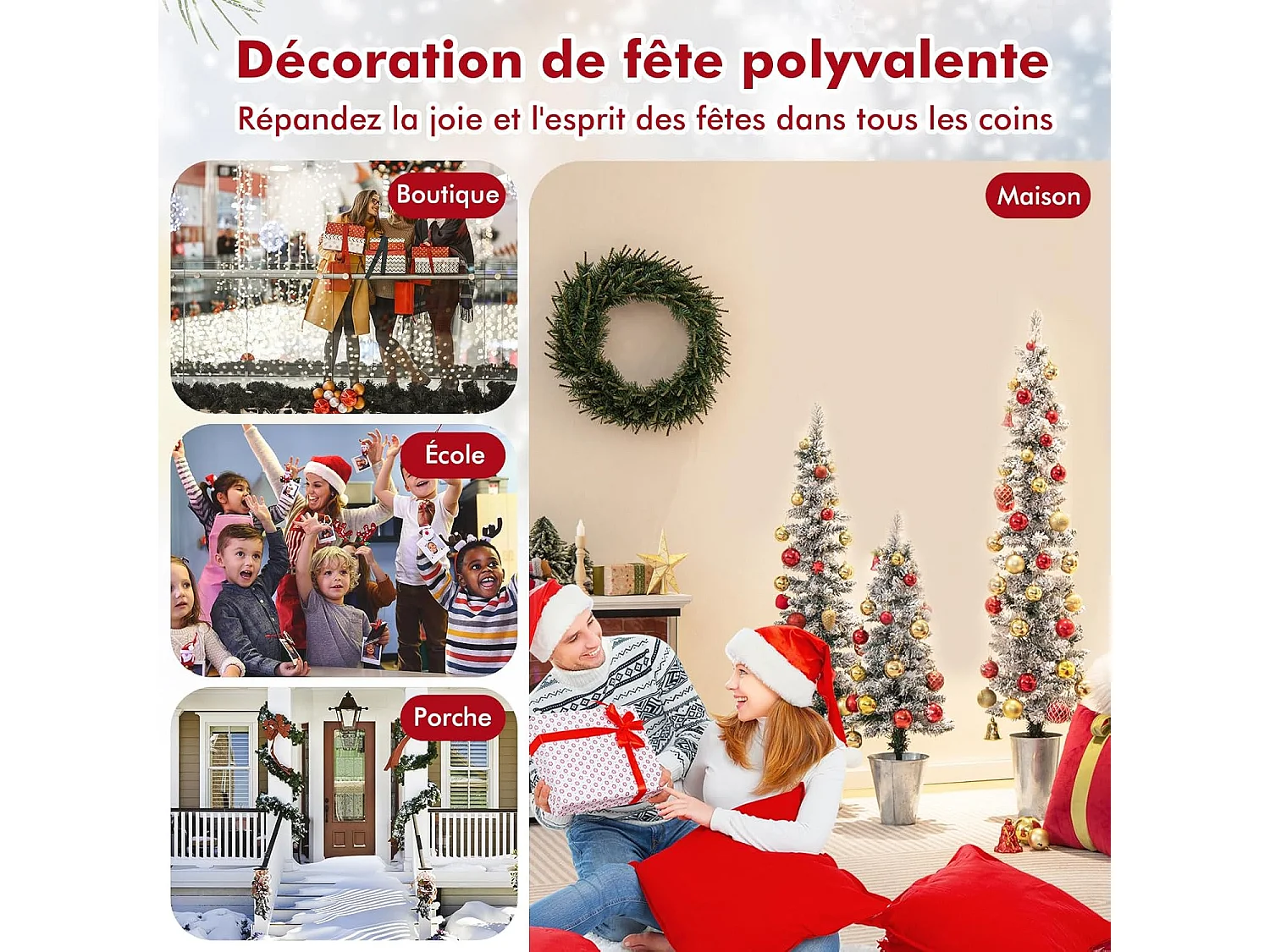 Lot de 3 sapins de noël artificiels 90/120/150 cm, 120/140/160 pointes de branches