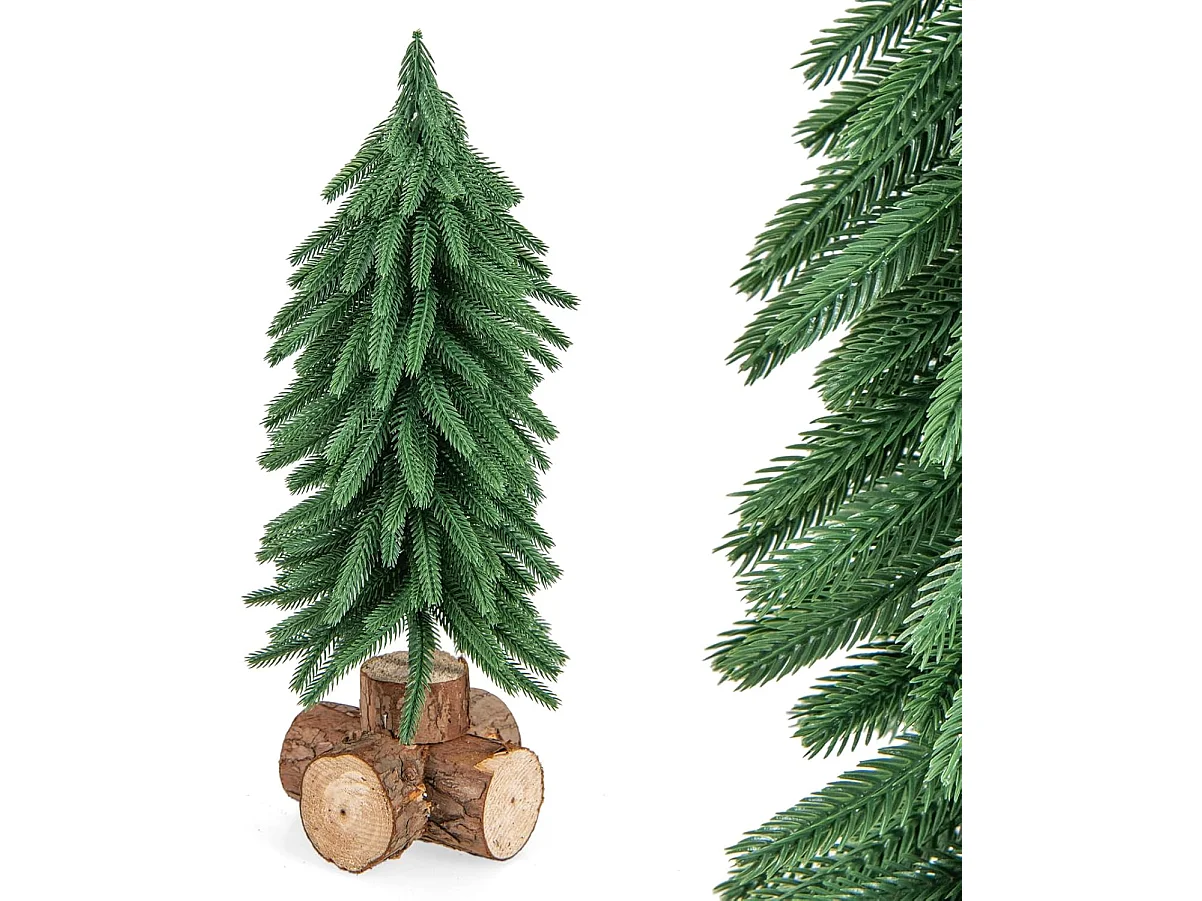 Sapin de noël de table de 40 cm, 200 branches et base en bois massif