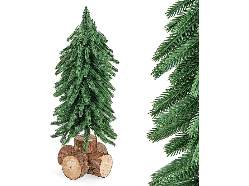 Sapin de noël de table de 40 cm, 200 branches et base en bois massif