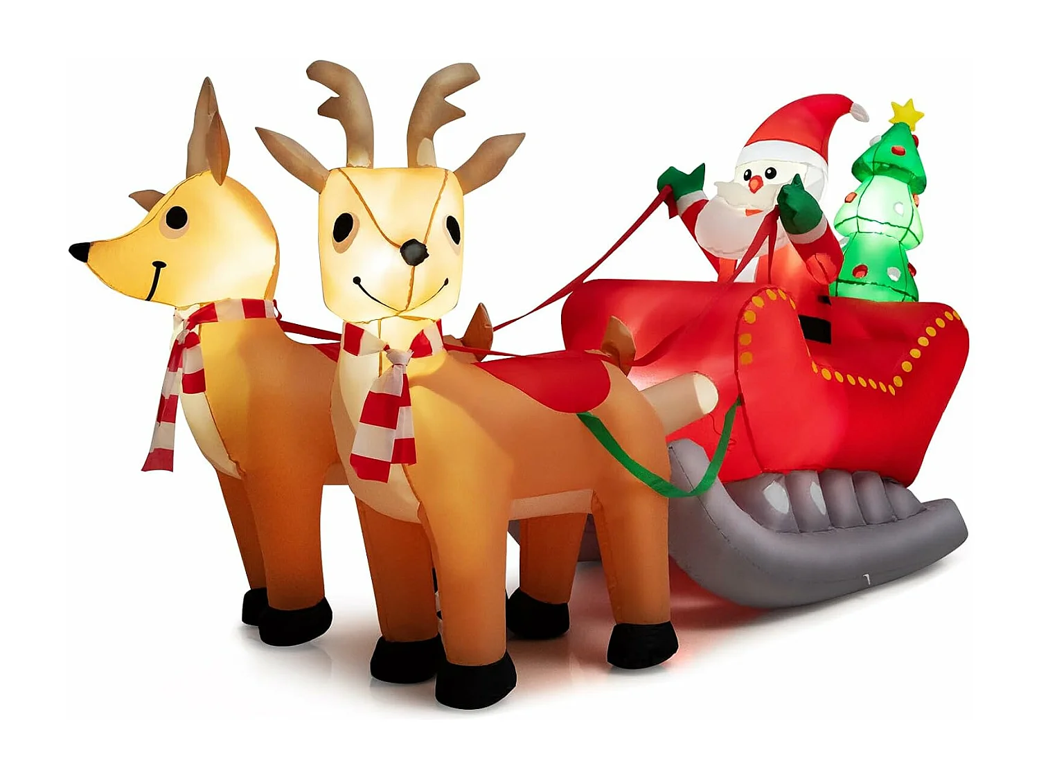 Décoration gonflable noël 220 cm de long, décorations de traîneau gonflable avec père noël