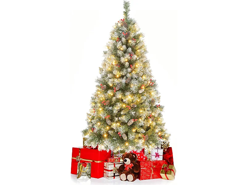 Sapin de noël 150cm, 450 branches articulées avec 200 led blanc chaud, 8 éclairage(150 cm)