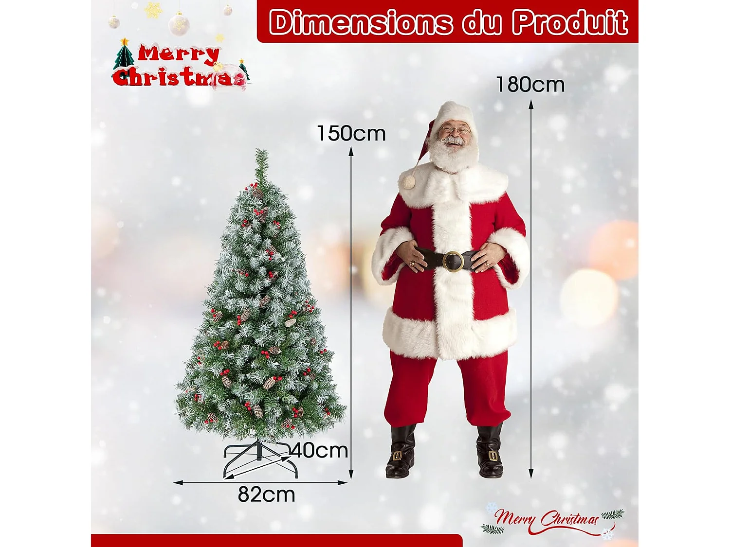 Sapin de noël 150cm, 450 branches articulées avec 200 led blanc chaud, 8 éclairage(150 cm)
