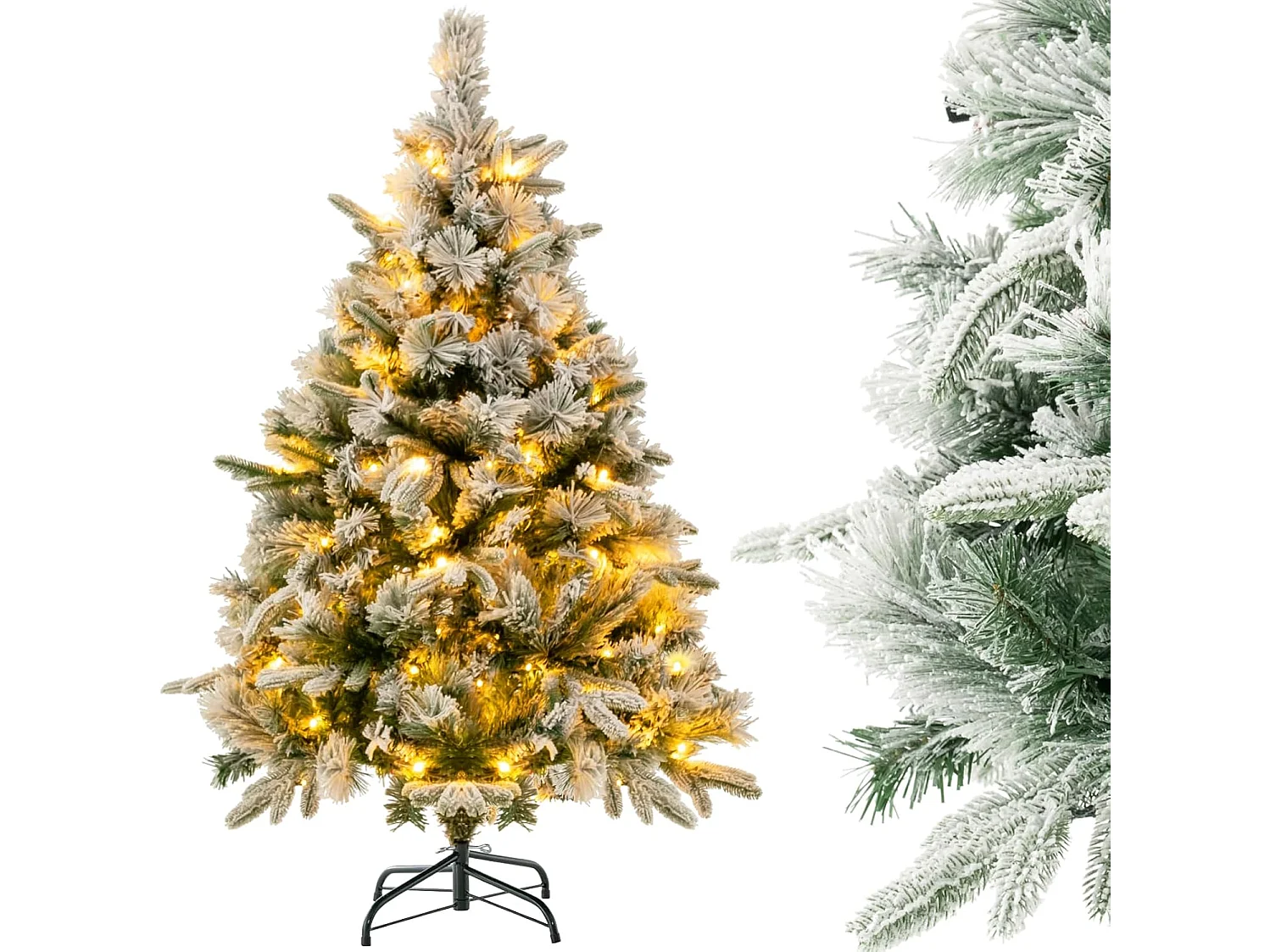 Sapin de noël lumineux avec effect floqué, arbre artificiel illuminé structure (135cm)