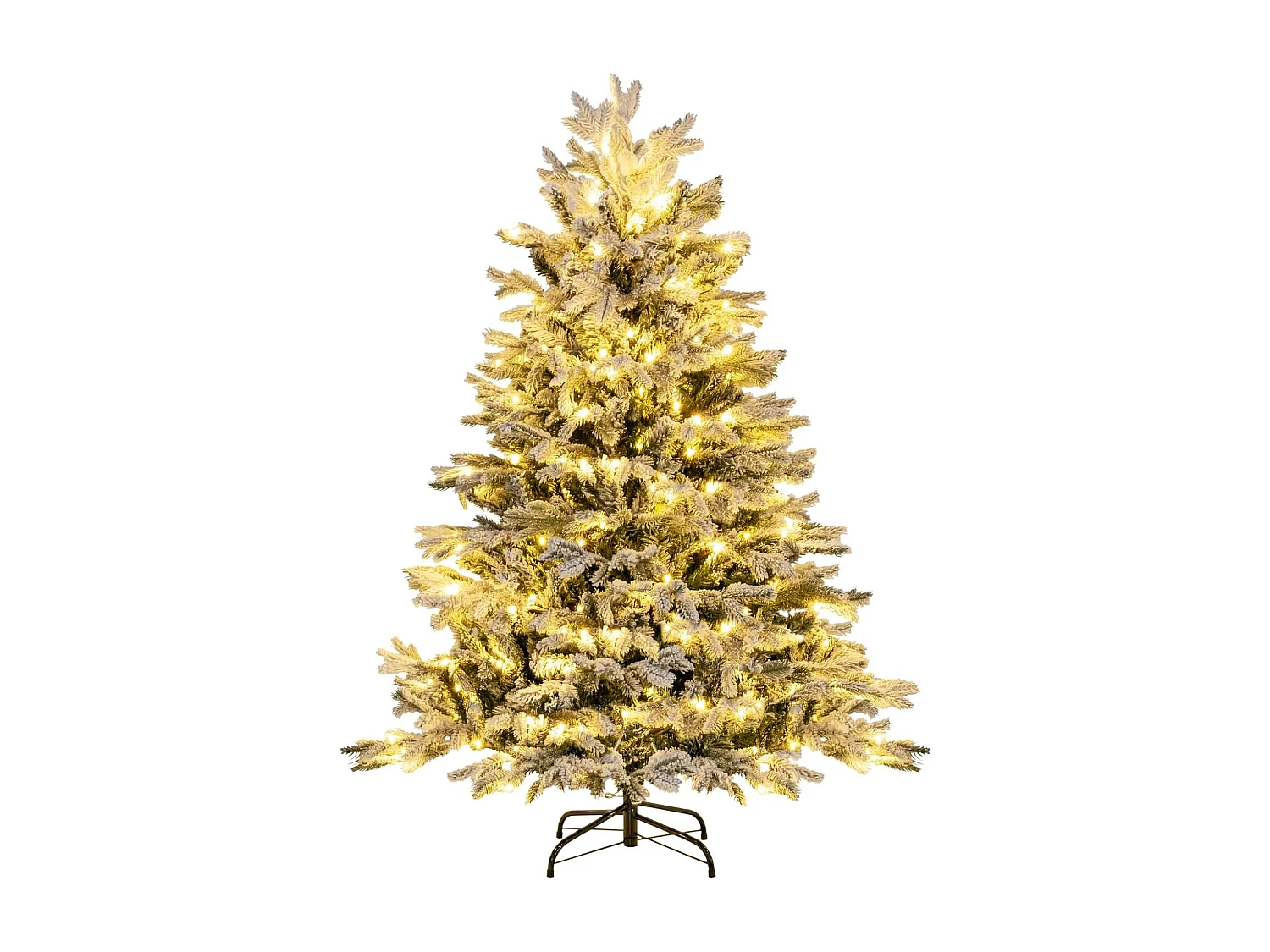 Sapin de noël artificiel 146 cm, charnières avec 688 branches & 200 lumières led,