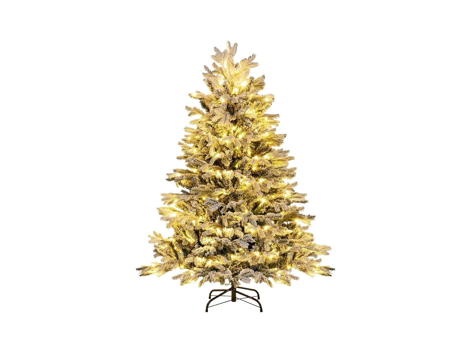 Sapin de noël artificiel 146 cm, charnières avec 688 branches & 200 lumières led,