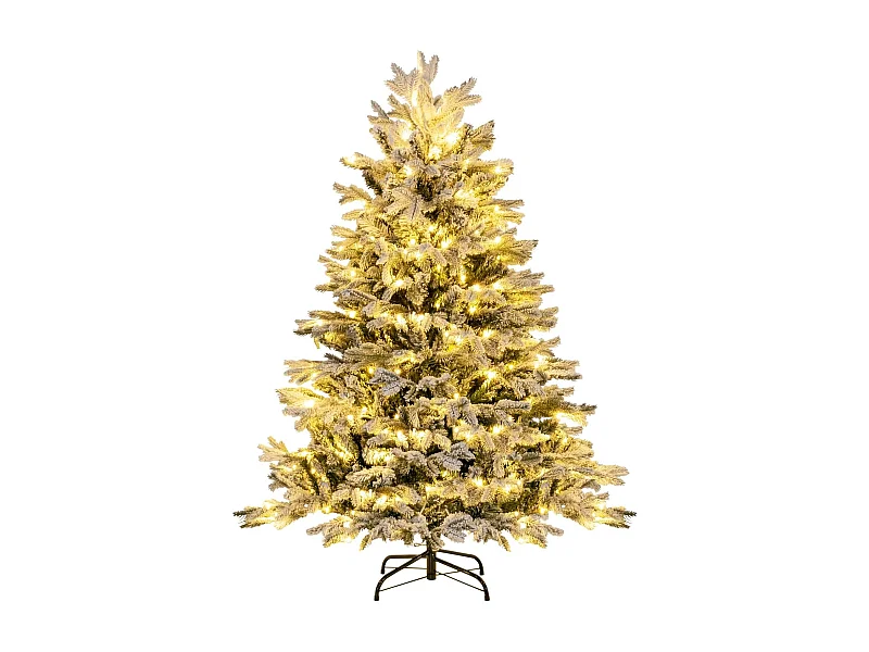 Sapin de noël artificiel 146 cm, charnières avec 688 branches & 200 lumières led,