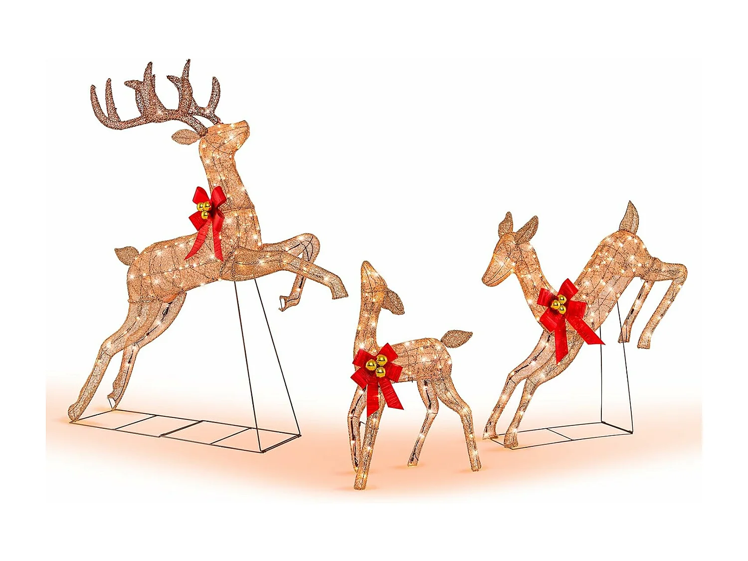 Décoration de noël 255 lumières blanches chaudes, avec 12 piquets et 24 serre-câbles