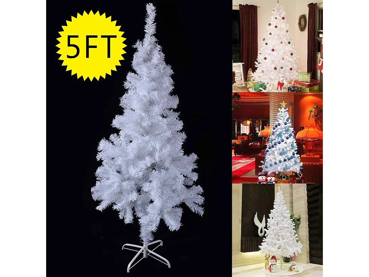 Sapin de noël arbre de noël artificiel pour décoration de noël blanc 1.5m