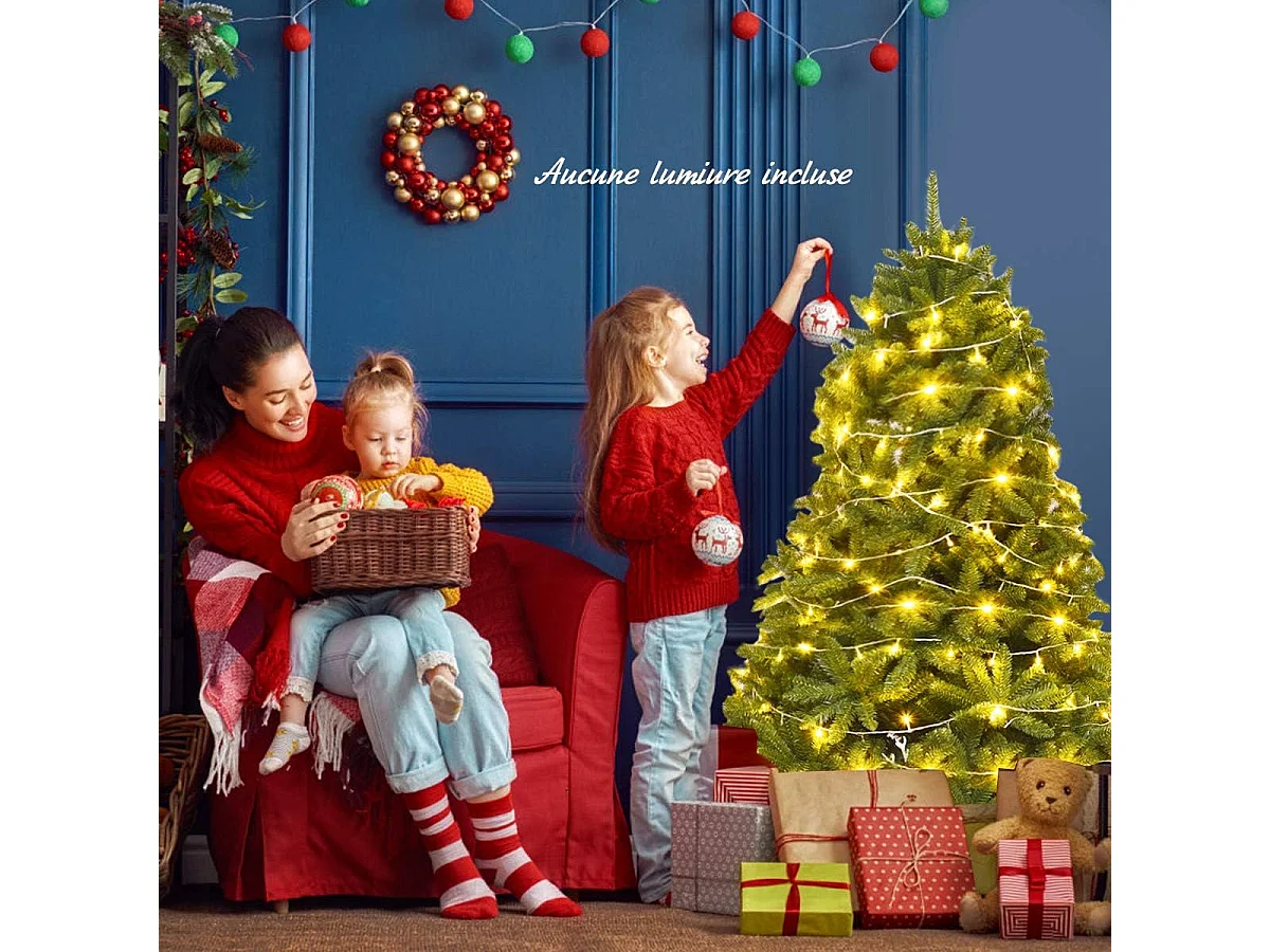 Sapin de noël artificiel 150cm 600 branches matériel pvc arbre de noël avec socle