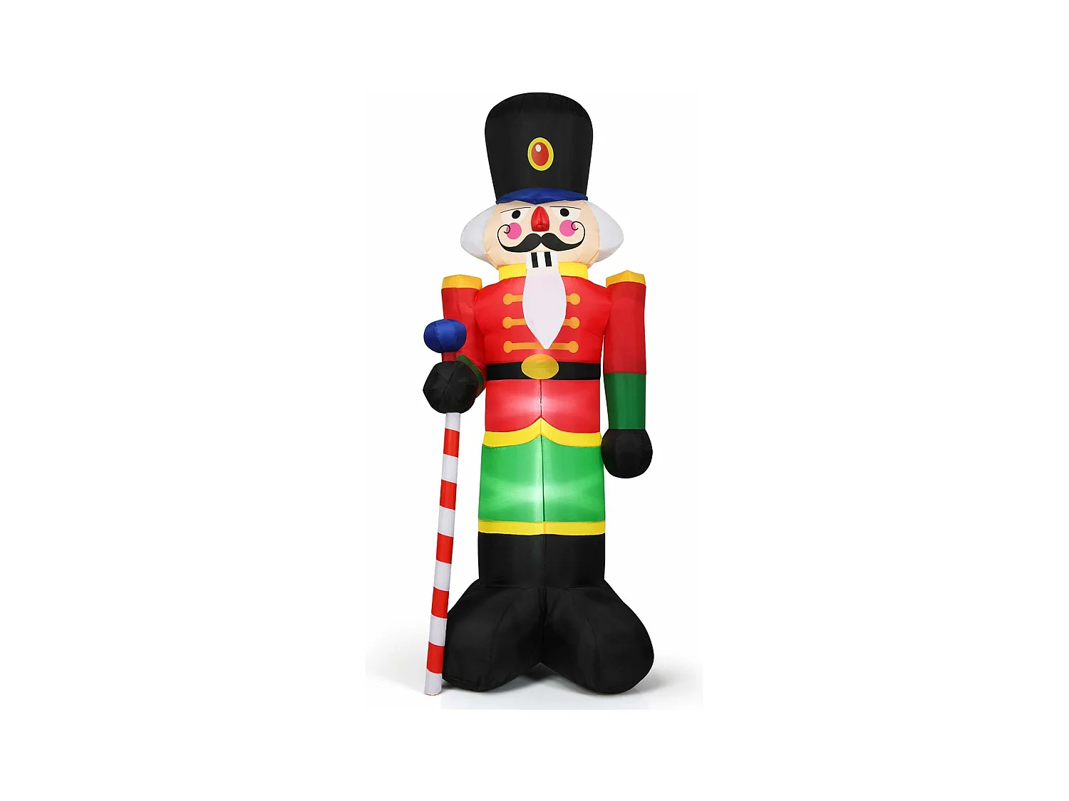 Décoration de noël casse-noisette gonflable 2,4m avec 3 lumières canne sucre d'orge