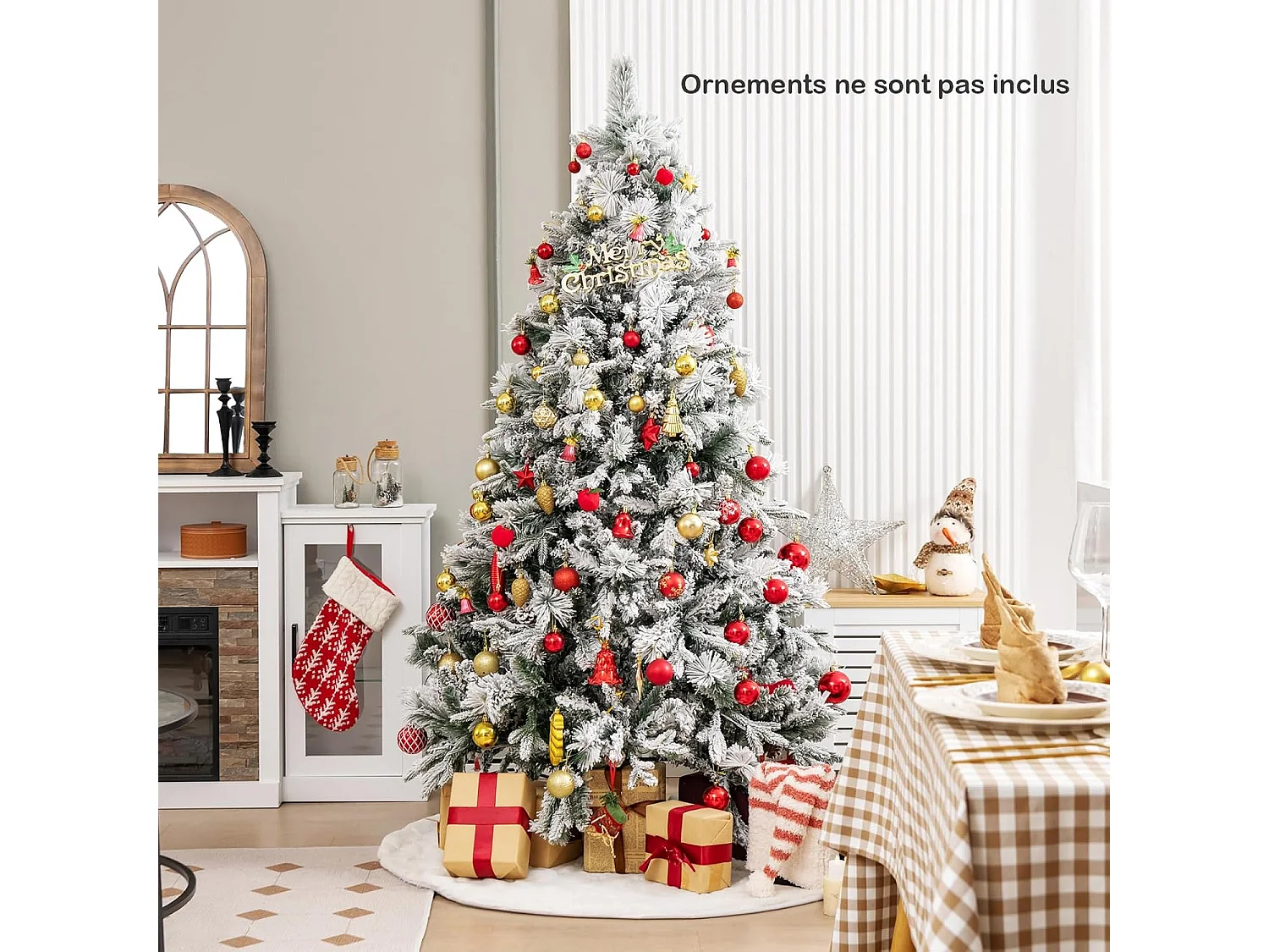 Sapin de noël artificiel avec lumières led et fonction minuterie, vert (180 cm)