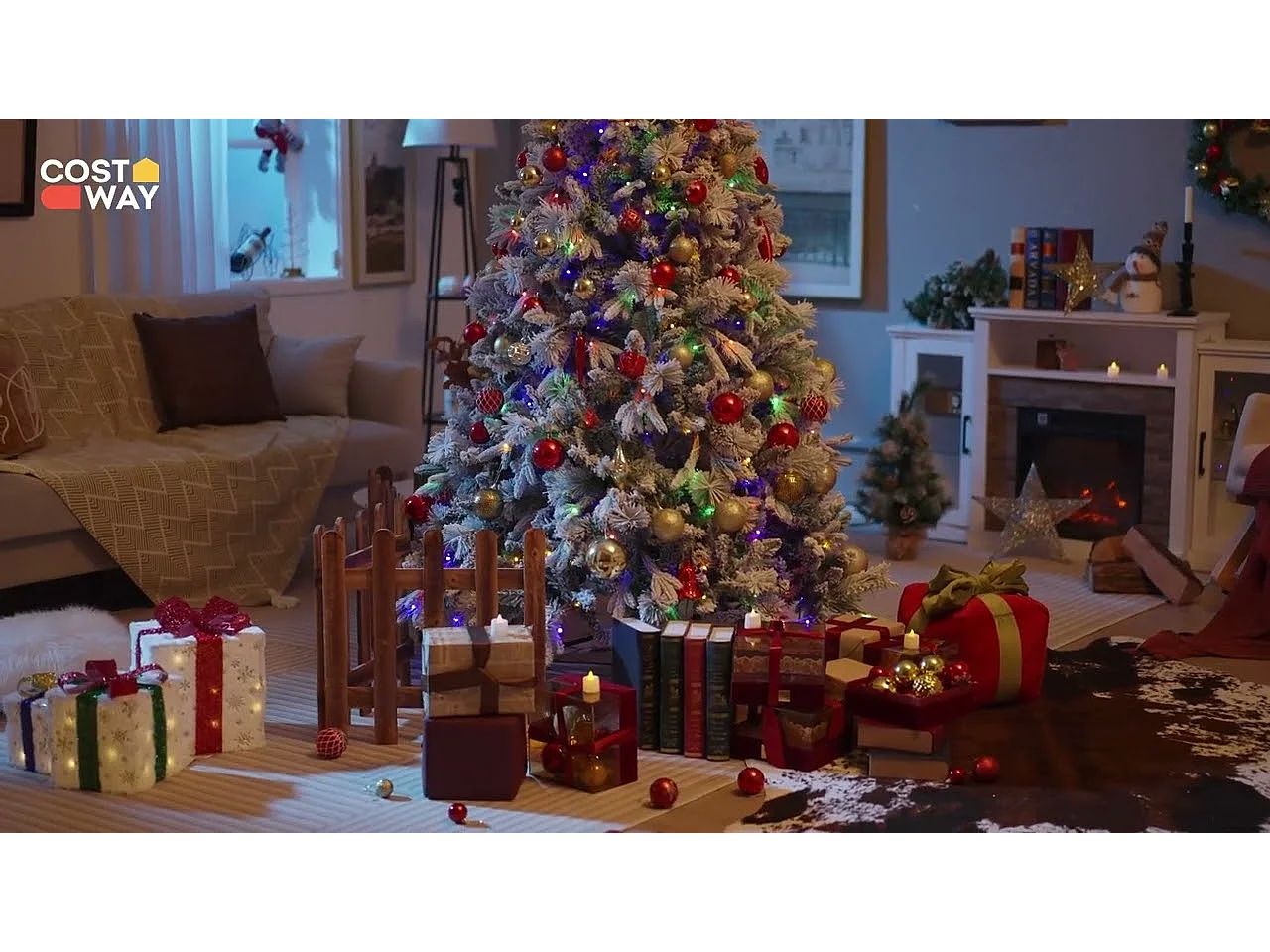 Sapin de noël artificiel avec lumières led et fonction minuterie, vert (180 cm)