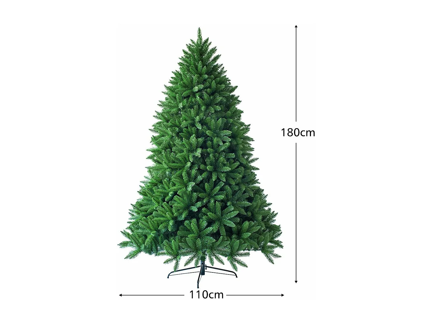 Sapin de noël artificiel 180 cm, 1250 branches, matériel pvc arbre de noël avec socle