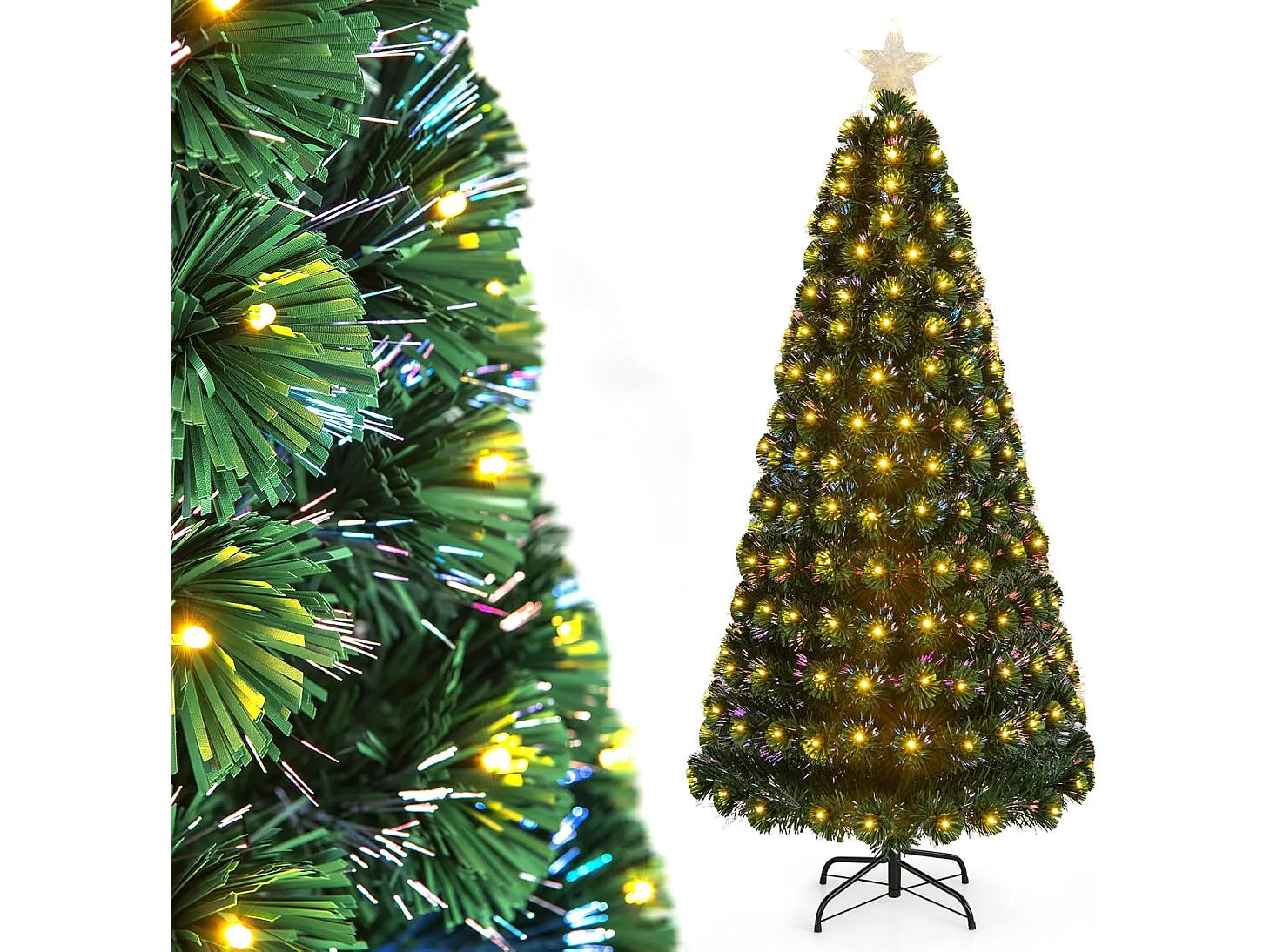 Sapin de noël 180 cm, arbre de noël lumineux 230 led, 8 modes d'éclairage